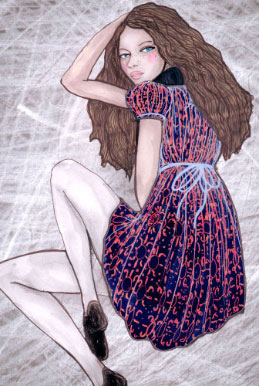 Girl Laying down in bright dress