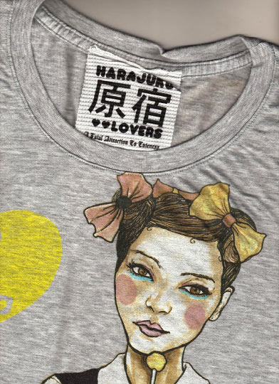 Photo of Fashion Illustrator danny roberts first Shirt collection collaboration with Gwen Stefani Harajuku Lovers Music Tee