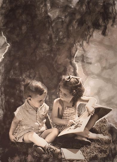 Artist danny roberts collage for Whats Contemporary of his aunt teaching a boy how to read