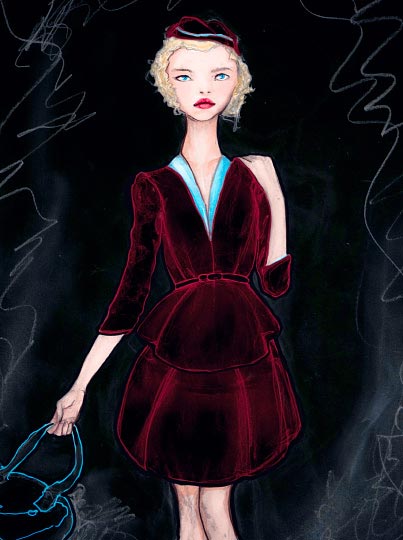 Artist Danny Roberts Whats Contemporary designer Fashion Collection red Velvet Dress