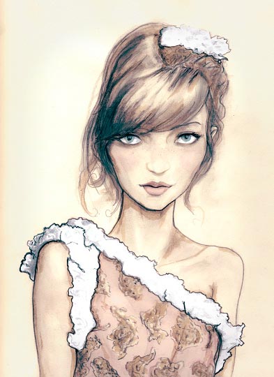 Danny Roberts Art Painting of a beautiful girl in chanel spring 2010 collection