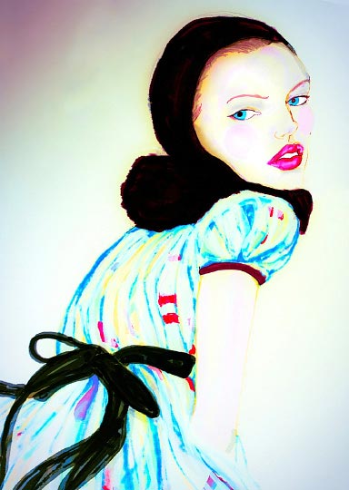Artist Danny Roberts Painting of A Thief in the Night girl inspired by junko shimada fall 2009 Paris Fashion Week Collection