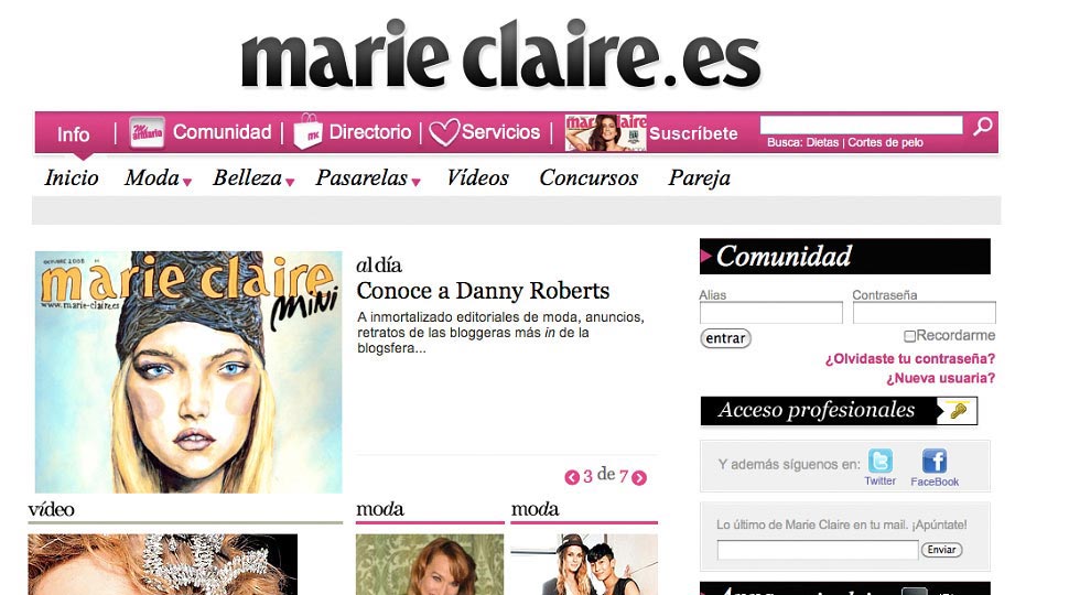 Artist Danny Roberts Web Feature on Marie Claire Spain Homepage