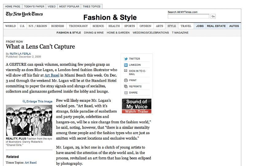 Page 1 of Artist Danny Roberts Feature in the New York Times