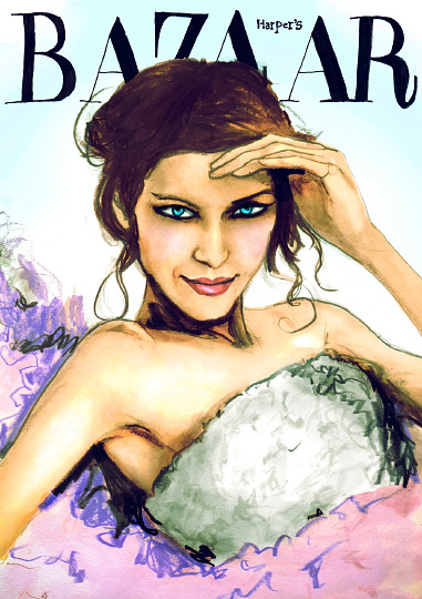 Danny Roberts Painting of Inspired by Harpers Bazaar Magazine Cover With MTV Host Alexa Chung