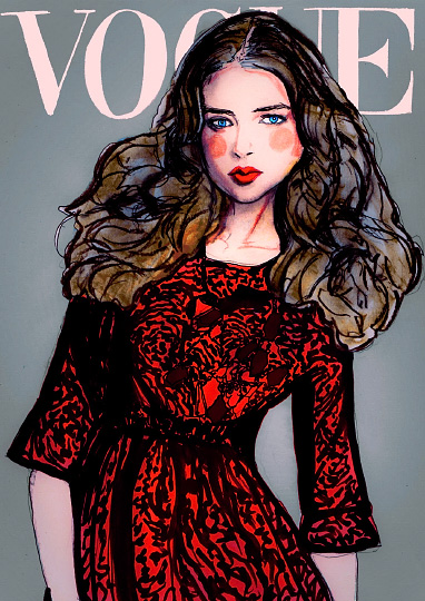 Art by Danny Roberts painting is Inspired by Paola Kudacki for Vogue Latino America Febuary 2009 Cover.