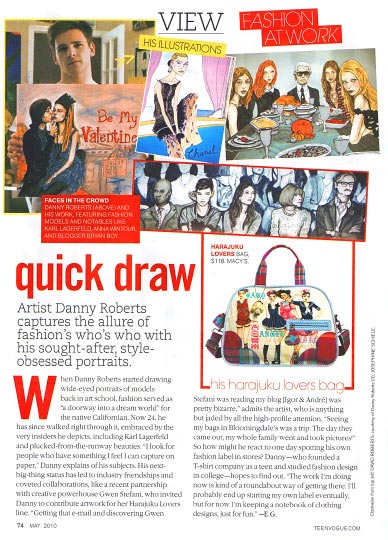 Artist Danny Roberts First Printed Feature in Teen Vogue