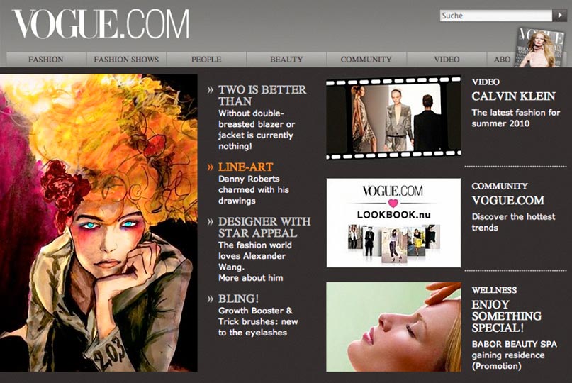 Artist Danny Robert Web Feature on the homepage of Vogue GermanyVogue
